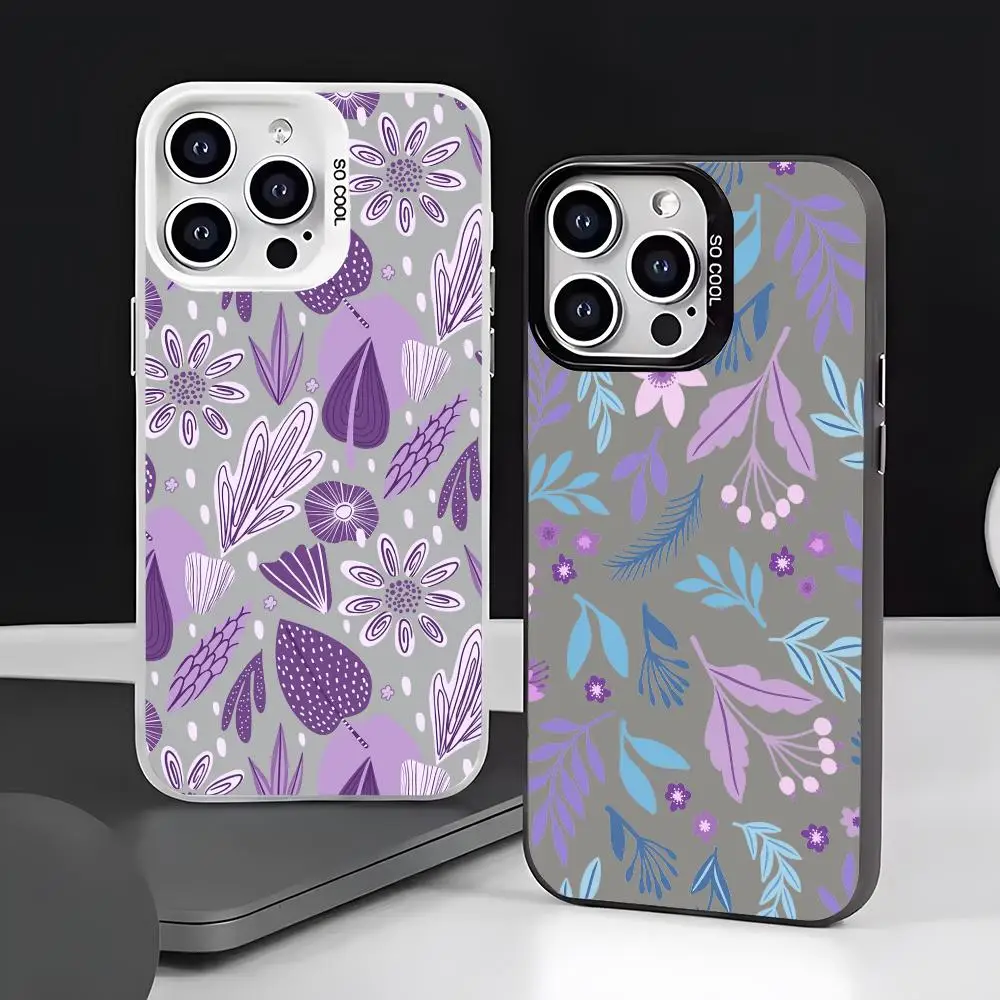 Lavender Themed Pattern Phone Case For iPhone 17 16 15 14 13 12 11 Pro Max Air Matte Laser Aurora Shockproof Phone Case
