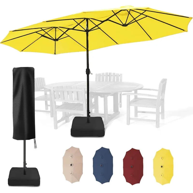 Grands parapluies de 15 pieds, parapluie d'extérieur double face pour jardin en bord de piscine