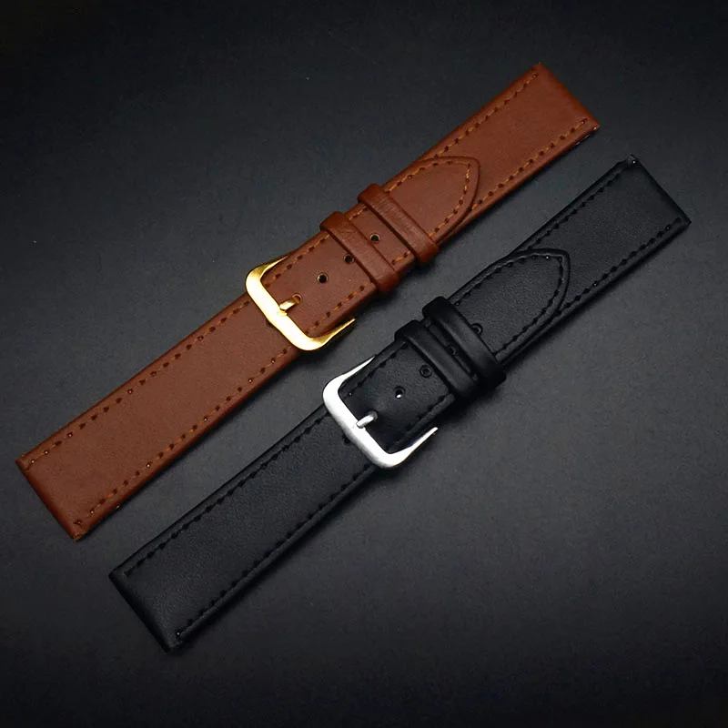 Men&Women PU Leather Strap Black Brown 12mm 14mm 16mm 18mm 20mm 22mm Watch Strap Relogio Masculino Accessories