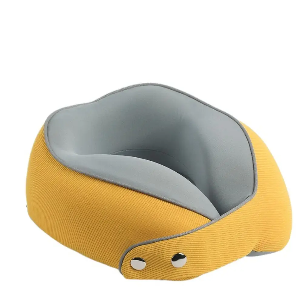 U-shaped Travel Neck Pillow Adjustable Soft Airplane Cushion Supports Head Neck and Chin Drawstring Bag Memory Foam Pillow