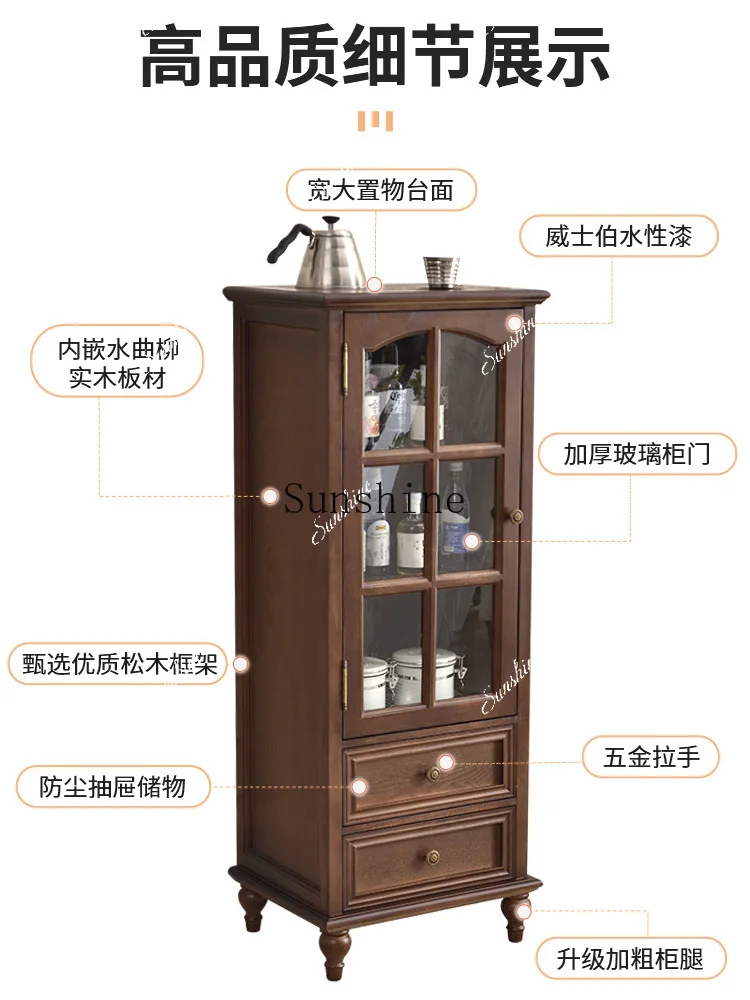 

Solid wood, living room against the wall American light luxury TV, next to it, glass, display cabinet for home useP