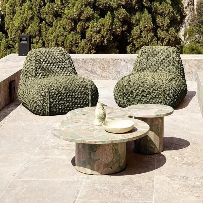 Outdoor garden rope sofa, hotel villa terrace furniture outdoor courtyard waterproof sunscreen mushroom stool view 4