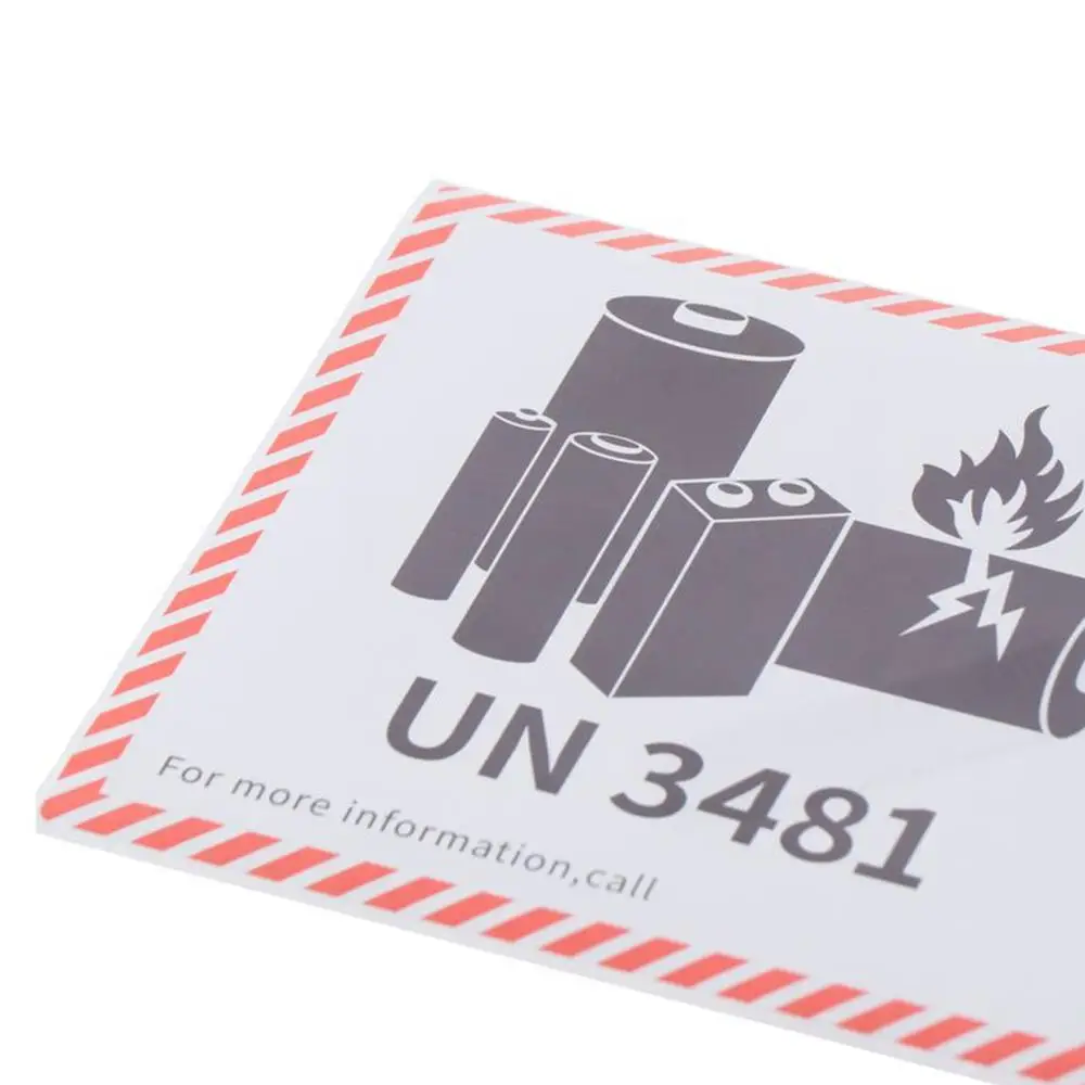 Copper Plate Adhesive Battery Fire Labels 4.7 "x 4.3" Lithium Transport Lithium Battery Label Red Transport Warning Label Office