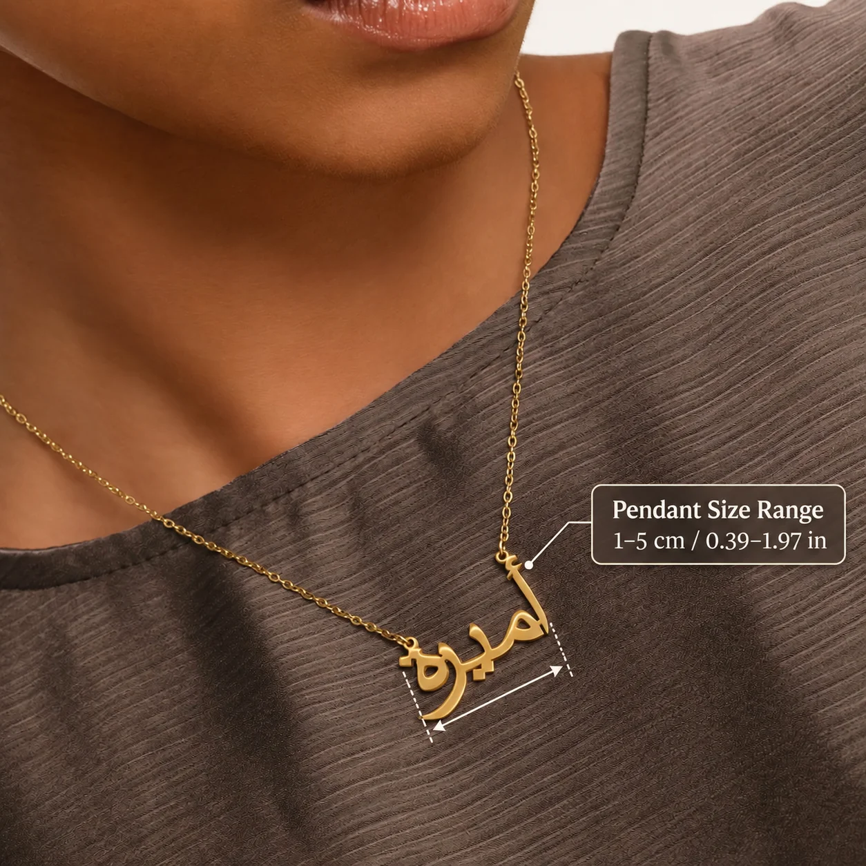 Personalized Arabic Name Necklace Custom Text Pendant 18K Gold Plated Stainless Steel Jewelry for Women Men Birthday Gift