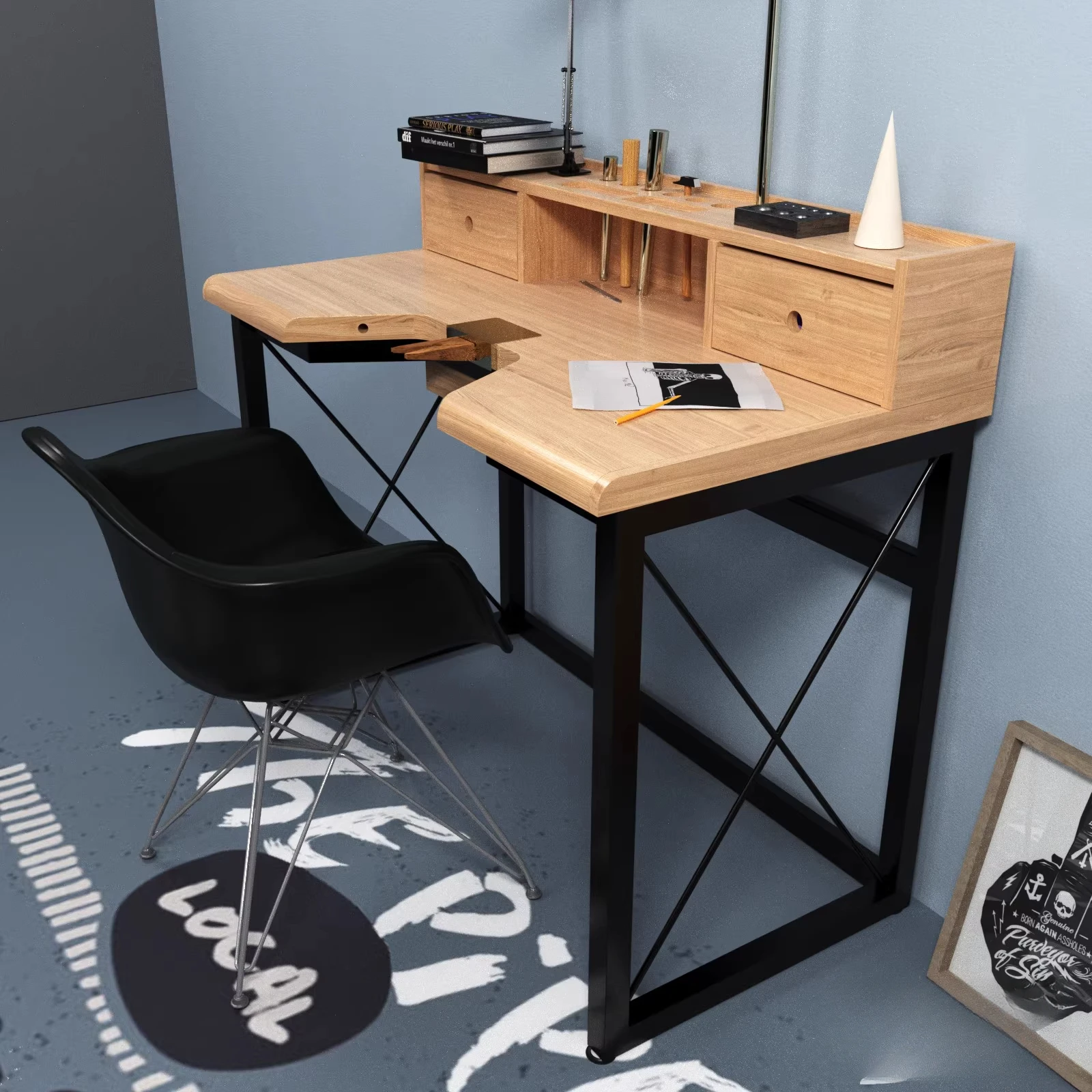 Metalworking table workbench, kung fu table, handmade table jewelry workbench