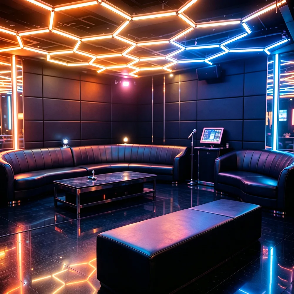 Bar RGB honeycomb hexagonal ambient light 358 colors, mobile Bluetooth and remote control switch, music and timed off mode, brightness changes according to the strength of music, suitable for e-sports rooms KTV、 Indoor spaces such as dance halls