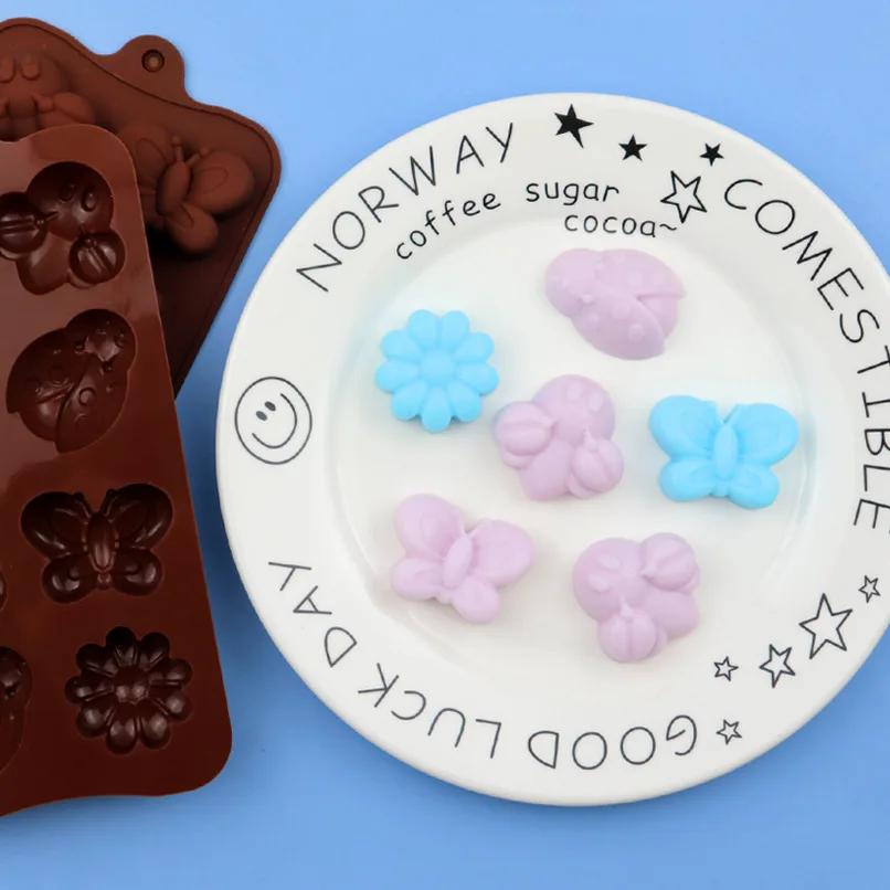 Wholesale 8-cavity Insect & Butterfly Silicone Chocolate Mold, Ice Cube Mould, Plaster Aromatherapy Molds 366
