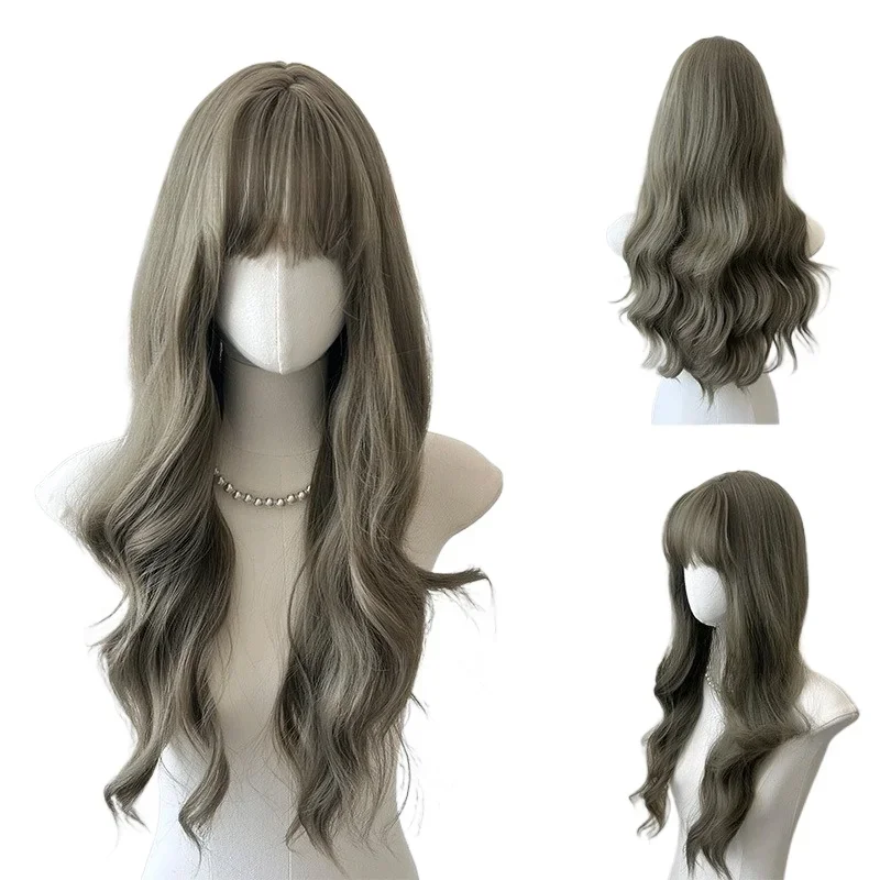 

Wig female pink long curly hair lolita Internet celebrity big waves natural fluffy simulation hair sweet