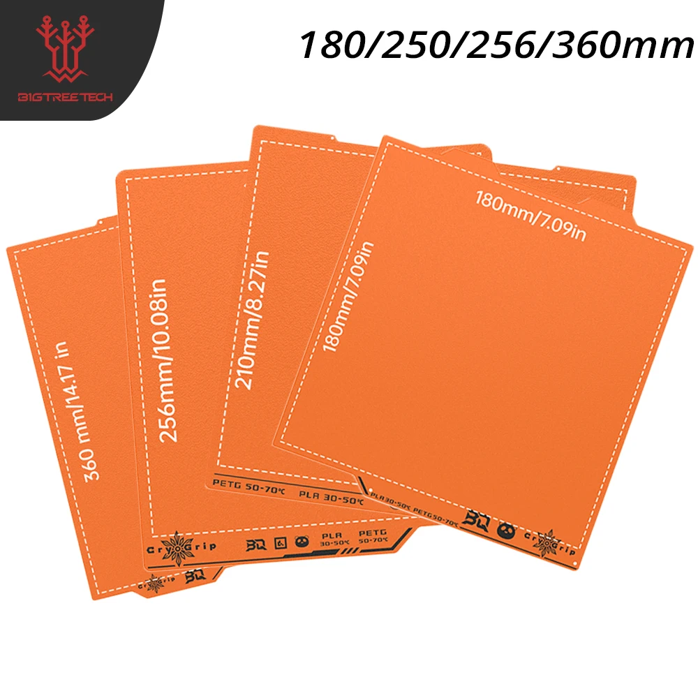 

BIGTREETECH Panda Build Plate Matte Orange 180/250/256/360mm Spring Steel Sheet for Bambu Lab A1/P1/X1 Prusa MK4/MK3/CORE One