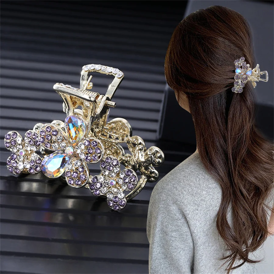 Fashion Metal Hair Claw For Women Gold Color the flowers Crab Hair Clip Korean Elegant Geometric Hairpin Girl Hair Accessories