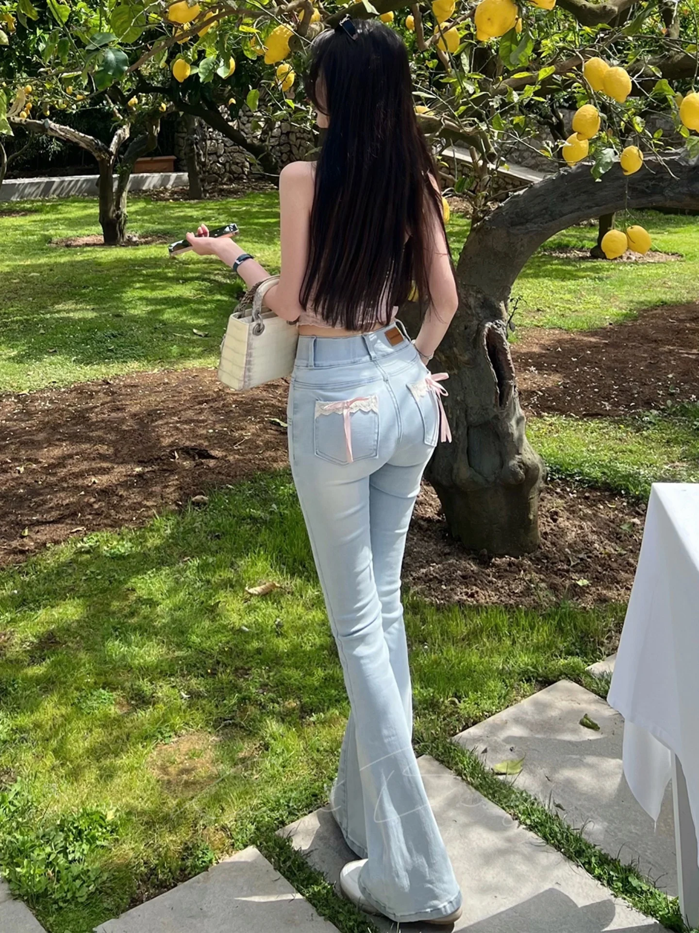 

Ultra Amazing Waist Hip Ratio Plump Hip Pad Denim Pants Sweet And Spicy Micro Flared Denim Jeans High Waist Cotton Elastic