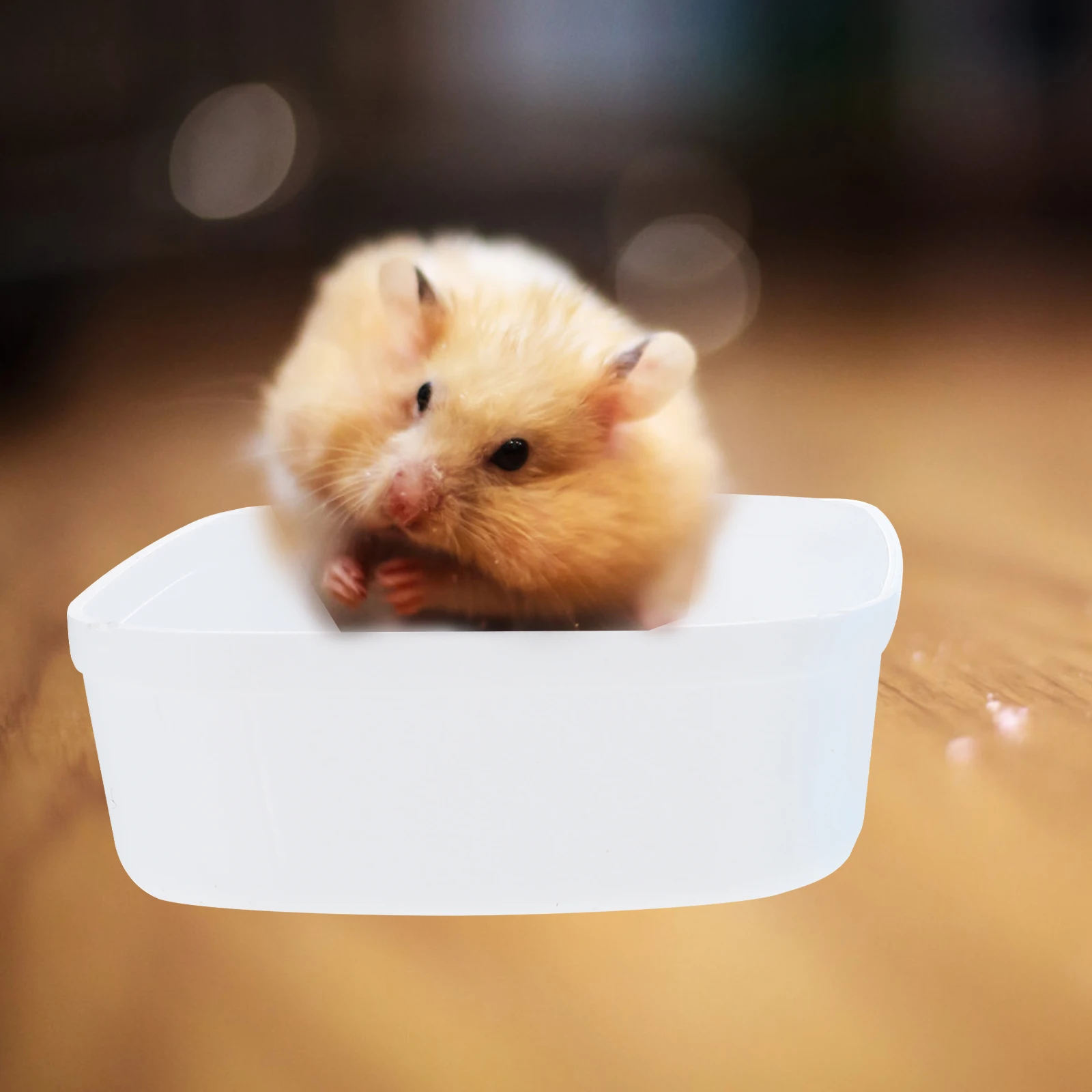 

2pcs Hamster Automatic Door Bath House Transparent Plastic Container proof Tub Practical Pet Supplies Bathtub