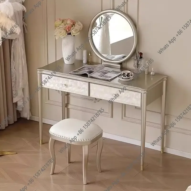 

X30 American Light Luxury Shell Dresser High-end Master Bedroom Pure Solid Wood Small Apartment Makeup Table