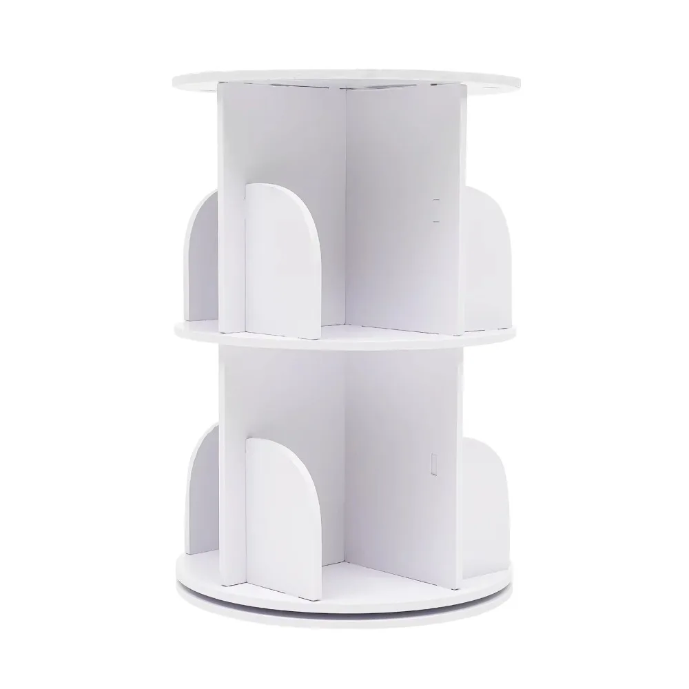 Rotating Bookcase, Standing Shelf, 360 Degree Display, Rotating Shoe Rack, Office Shelf with 2 Levels for Living Room, Bedroom