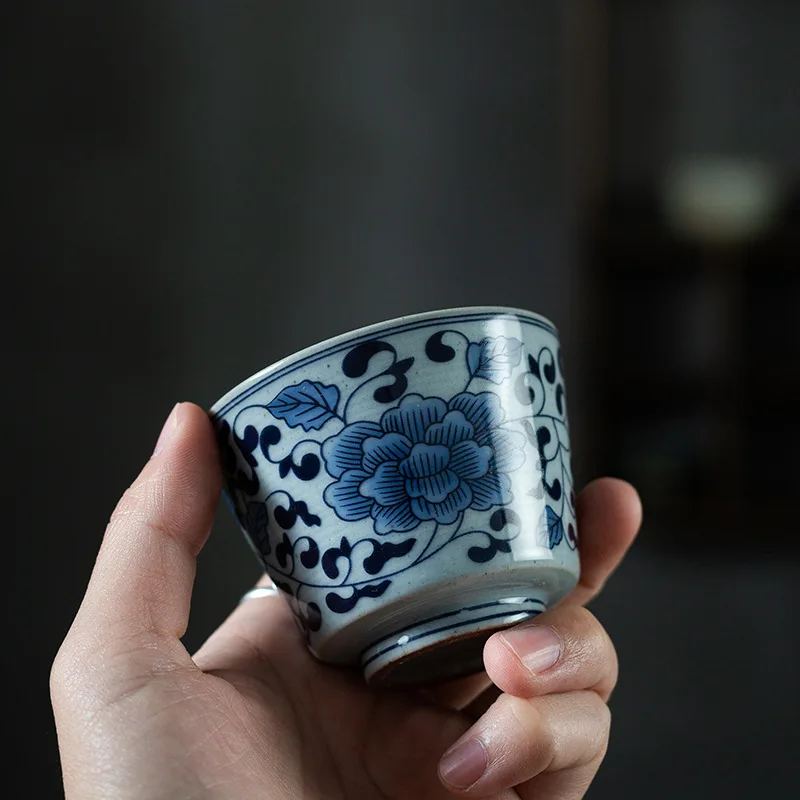 Jingdezhen Blue and White Porcelain Tea Cup Kung Fu Tea Set Tea Cup Fragrance-Smelling Cup Single Bowl Master Cup Bubble Tea Cup