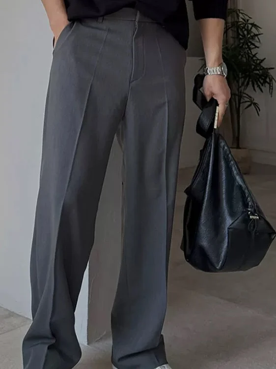 

Мужские повседневные брюки прямого кроя, рабочая одежда, французский стиль, средняя талия, не требуют глажки, синий дизайн, свободный крой, модные