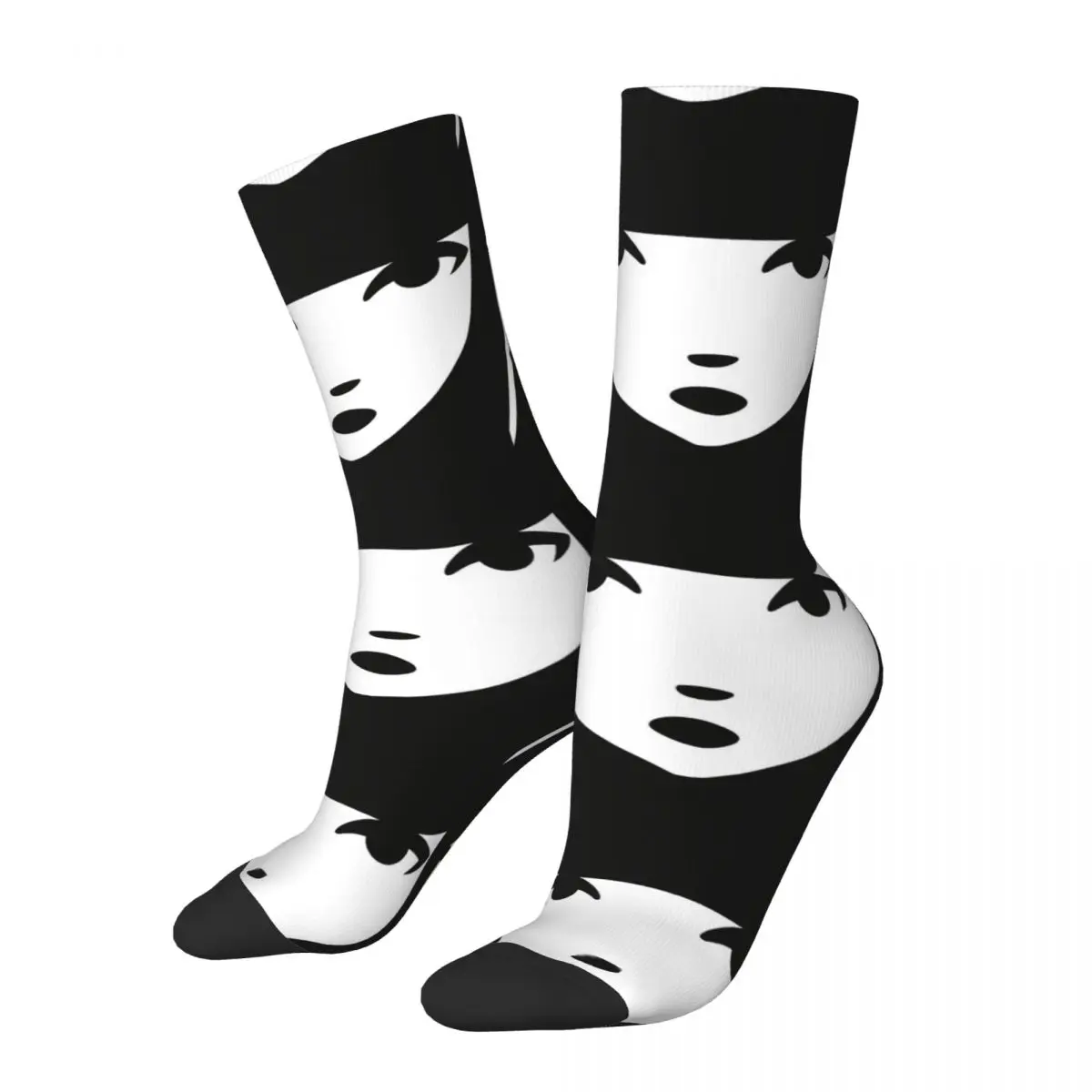 Funny Happy Men's compression Socks Emily's Face Vintage Harajuku Emily The Strange Cartoon Movie Hip Hop Pattern Crew Sock