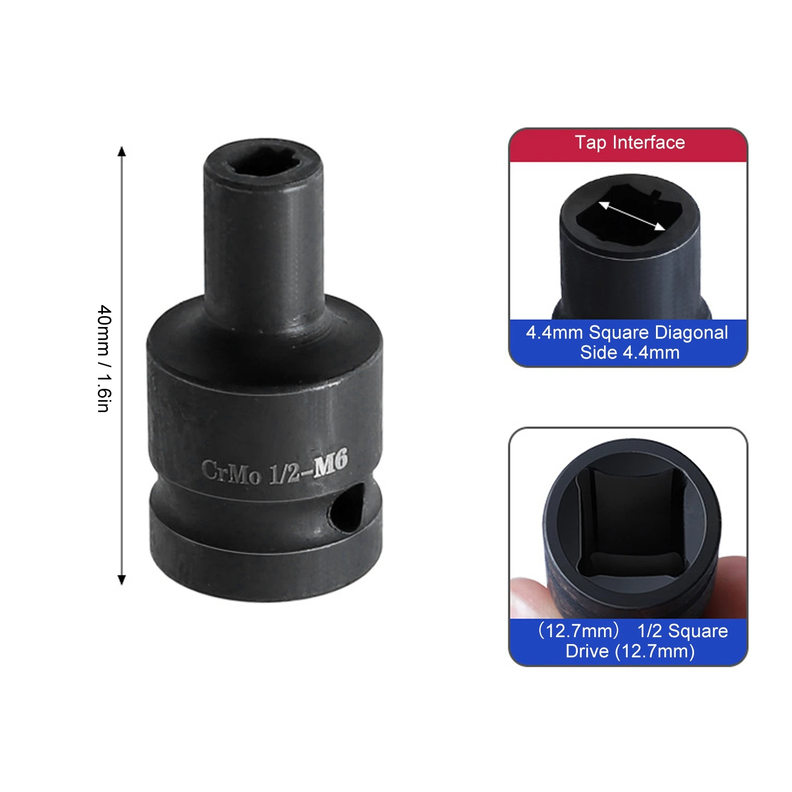 9 Pieces Tap Sockets Cr Molybdenum Steel 1/2 Inch Drive Square Socket Set for Electric Pneumatic Hand Wrench