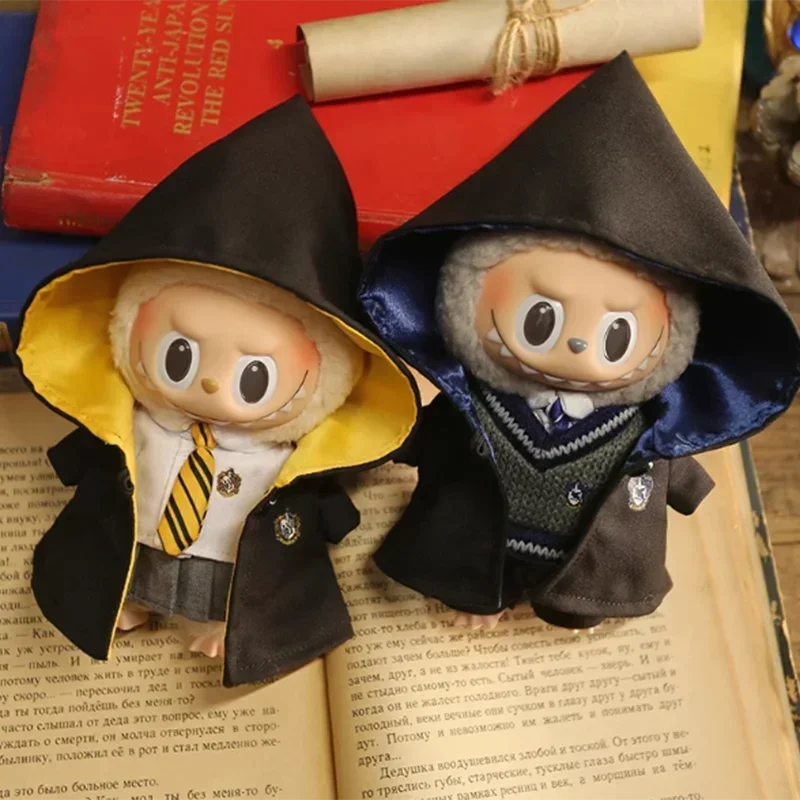

New 17cm Labubu Fashion Cloak Set Vinyl Doll Clothing Decoration Magic Academy Style Clothing Shoes Glasses Accessories Gifts