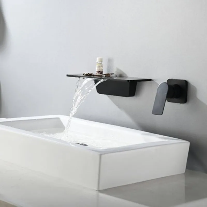 Concealed wall mounted waterfall faucet, hot and cold wall outlet, all copper buried n, shower faucet,