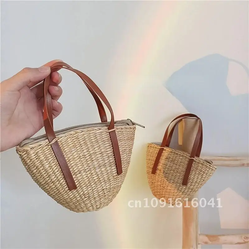 Kids Straw Purse Cute Crossbody Bags for Girls Coin Pouch Kawaii Toddler Rattan Beach Tote Clutch Bag