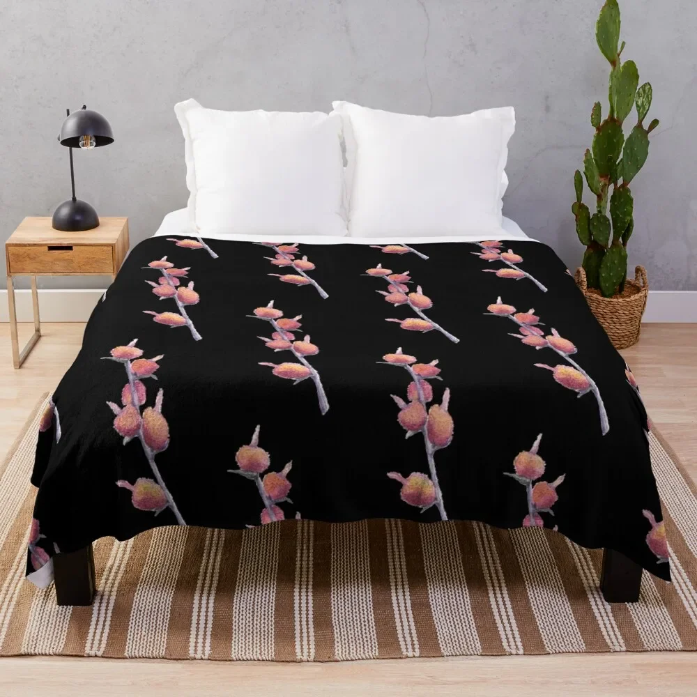 

Canna Lily Seed Pod Watercolor Painting with Black Background Throw Blanket Soft Plaid For Sofa Thin Baby Blankets