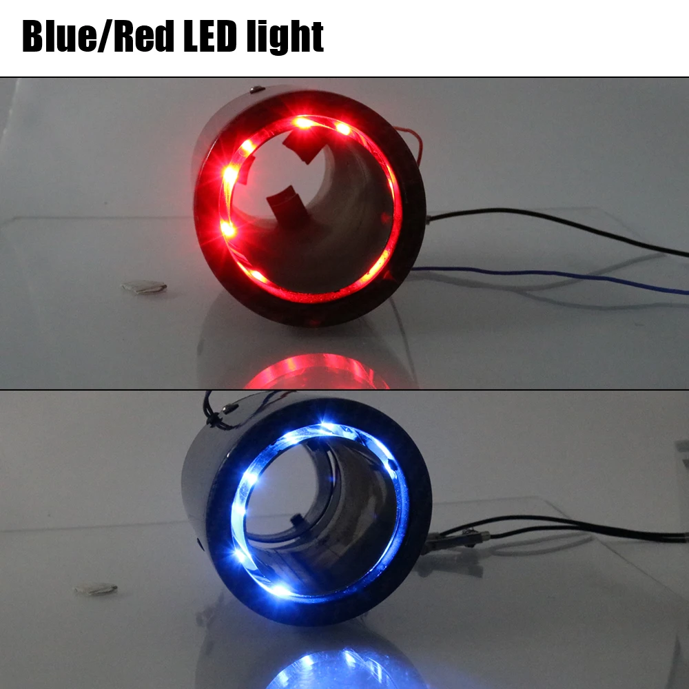 LED装飾ライト付きエキゾーストサイレンサー,カーボンファイバー,点滅,ユニバーサル,63〜65mm