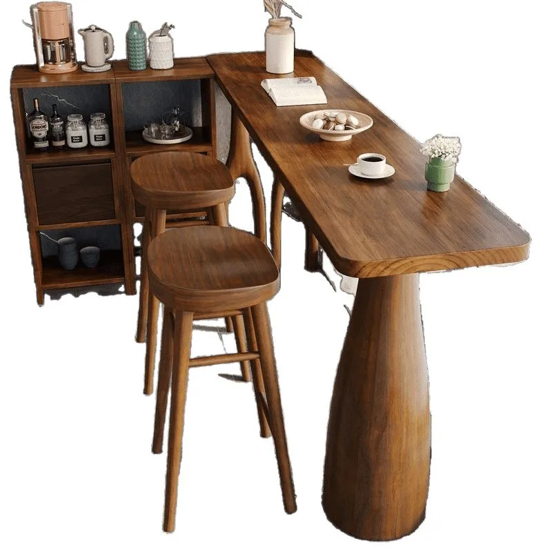 

Solid wood bar counter casual home Nordic balcony high-footed dining room partition living room simple wall long table