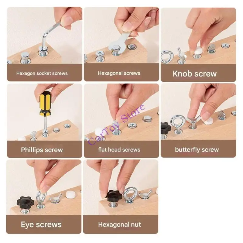 كتل لولبية خشبية معدنية للتعلم المبكر للأطفال، تجميع إبداعي ومهارات حياتية عملية #5