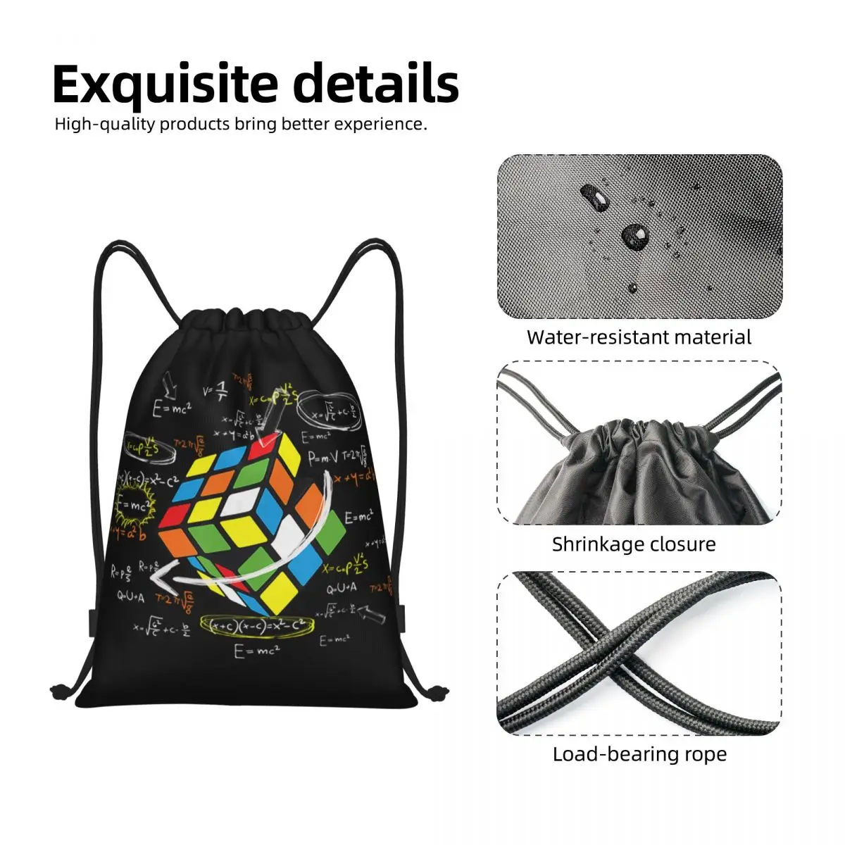 Cool Math Rubix Rubik Player Cube mochila con cordón para hombre y mujer, mochila plegable para deportes, gimnasio, amantes de las matemáticas