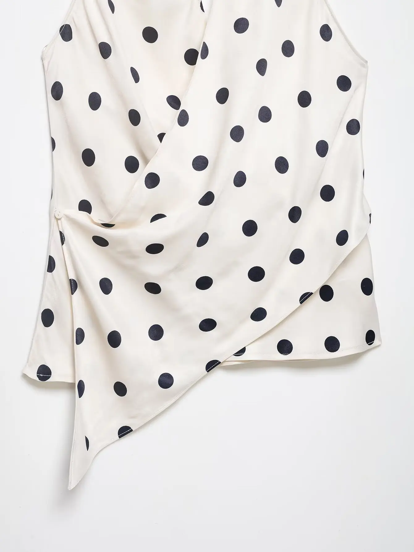 HH Damen Sommer Satin Neckholder-Top Damen Wickel-Bluse mit V-Ausschnitt und Rückenbindung Asymmetrische Bluse Niedliche Alltags- Urlaubs- und Geschäftskleidung – Detail 7