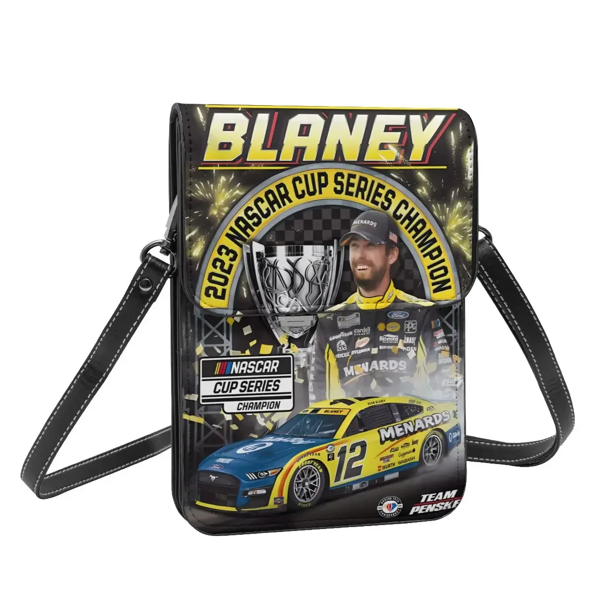 Ryan Blaney 12 Champion กระเป๋าสตางค์สะพายข้าง กระเป๋าโทรศัพท์มือถือ กระเป๋าสะพาย กระเป๋าใส่โทรศัพท์มือถือ สายปรับระดับได้