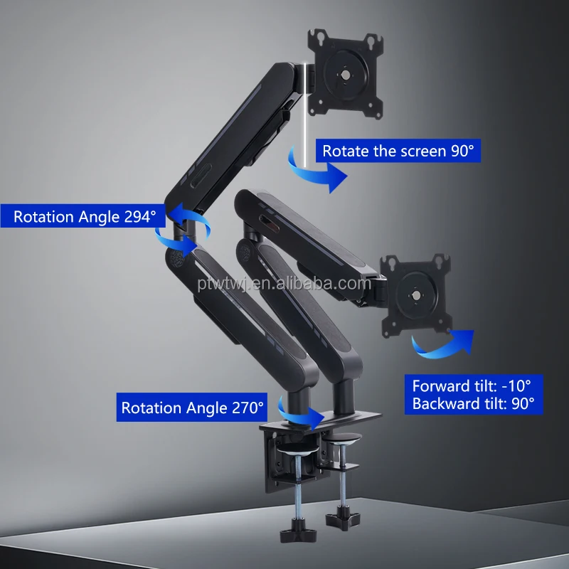 

Hot sell Monitor Arm Gas Spring 360 Rotating Max Dual Monitor Stand Desktop Monitor Mount for Dual Screen