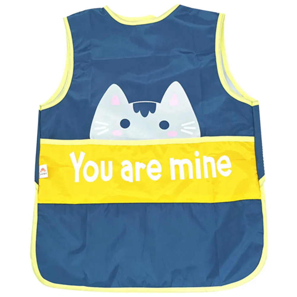 

Kids Waterproof Sleeveless Aprons Dark Blue Size 100 Baby Eating Aprons Baby Food Clothes Protective Cover for Painting Cooking