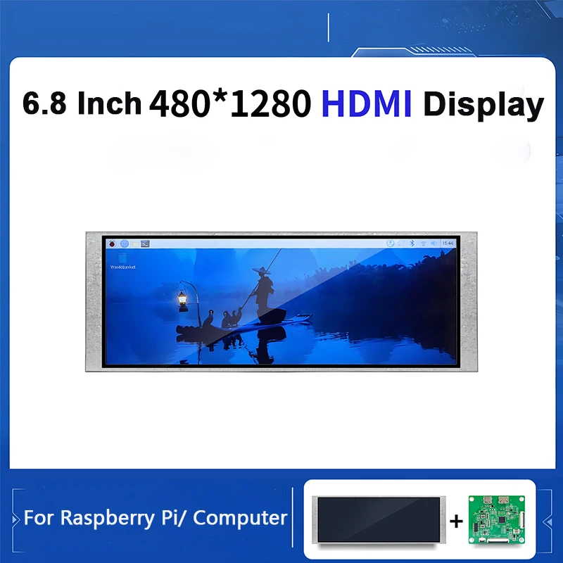 6,8 Polegadas 480X1280 Interface MIPI HD-MI Bar IPS TFT LCD Display com Placa de Driver HD-MI