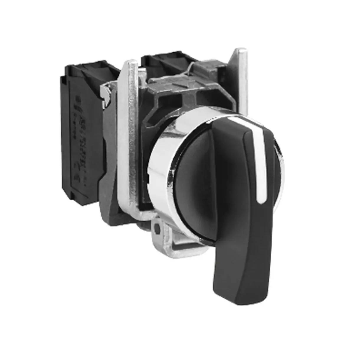 Selector switch, metal, black Ø22, long handle, 3-positions, stay put, 2 NO XB4BJ33 = ZB4BZ103 + ZB4BJ3