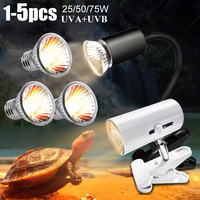 1-5PCS 25/50/75W UVA+UVB Reptile Light Bulb Pet Heat Lamp Turtle Basking UV Heating Light Full Spectrum Sunlamp for Amphibians