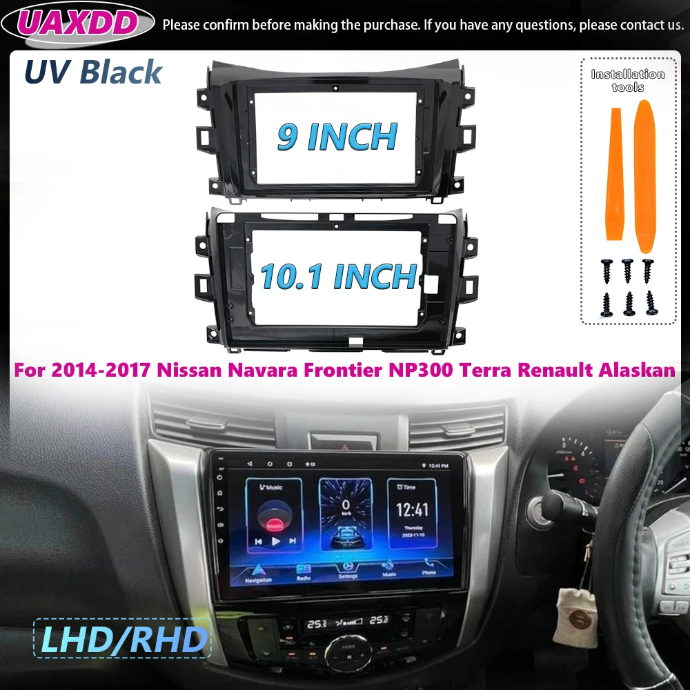 

For 2014-2017 Nissan Navara Frontier NP300 Terra Renault Alaskan 9 10.1INCH LHD RHD UV Black 2 Din Car radio Android frame cable