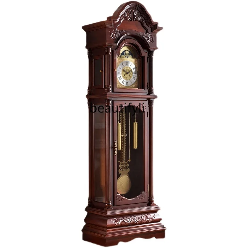 German Helmler European floor clock living room retro vertical solid wood mechanical large clock