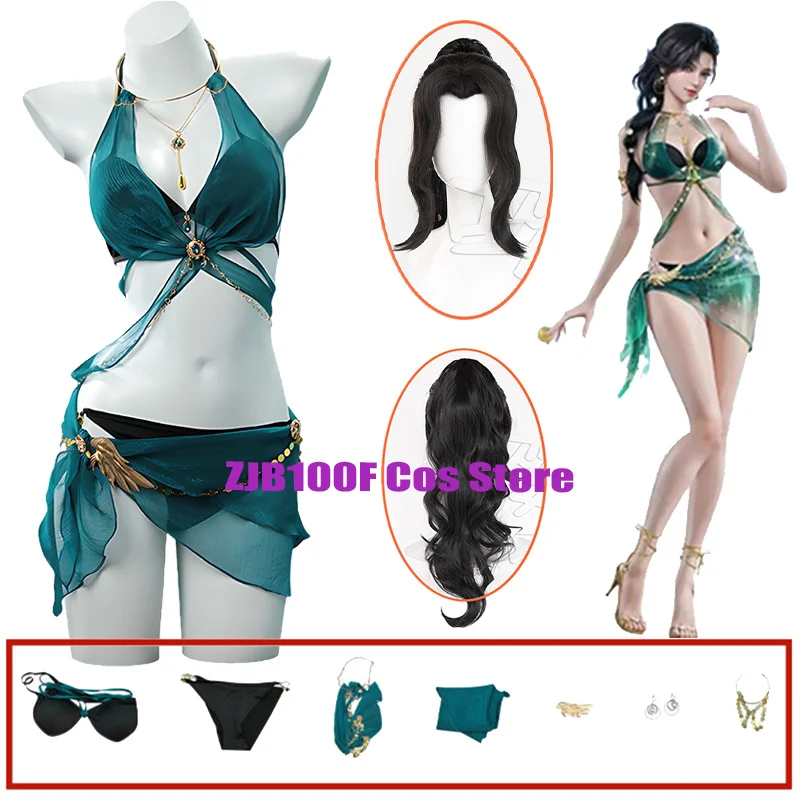 Disfraz de Cosplay de Game Canaan para Mujer, Traje de Baño Sexy de Verano, Bikini, Set de Peluca y Accesorios, Ropa para Fiesta y Juego