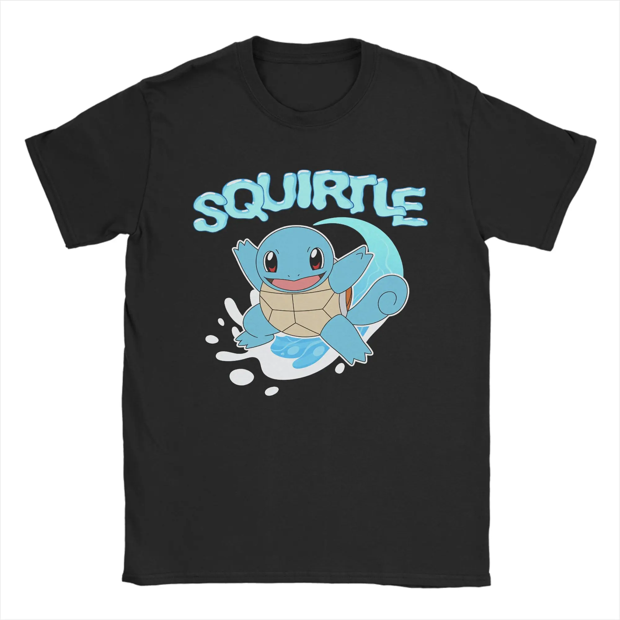 Pokemon Squirtle Water Type T Shirt Beach  Hippie T-Shirts Men 100% Cotton O Neck Oversized Top Tees Short Sleeve Y2K Fun Tops