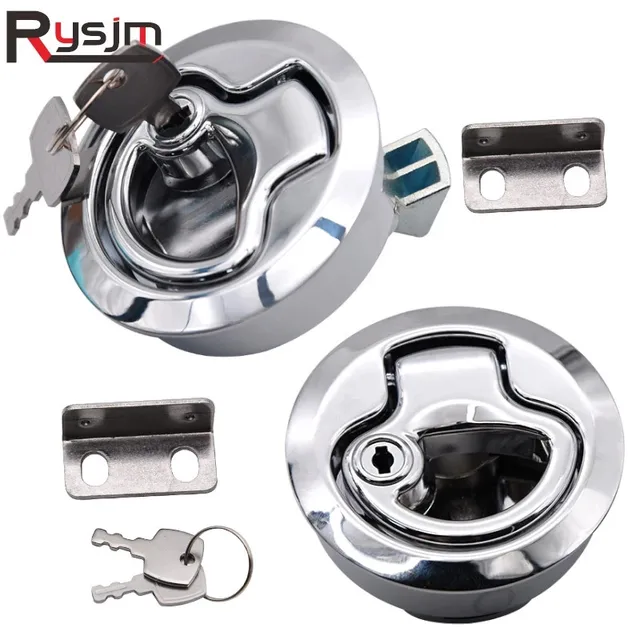 Łodzi jachtu samochód RV drzwi push kłódka z kluczem zestaw zamek do drzwi ze stali nierdzewnej 2 "Flush Pull zatrzask RV Deck Hatchs sprzęt morski