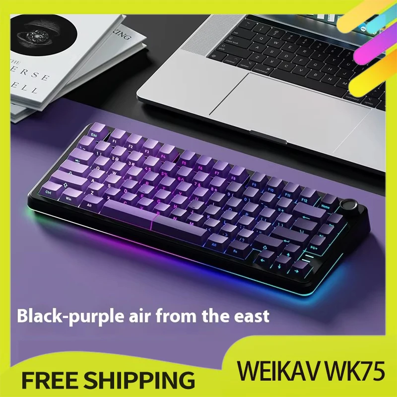 Weikav Wk75 Mechanical Keyboard Wireless Tri Mode Custom Hot Swap Rgb With Screen Esport Gamer Keyboard For Pc Accessory Gift ﻿