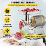 VEVOR 122 กิโลกรัม/ชั่วโมง 250 กิโลกรัม/ชั่วโมงไฟฟ้าเนื้อ Mincer Chopper Heavy Duty โปรเซสเซอร์อาหารเครื่องใช้ในครัว Commercial เครื่องบด