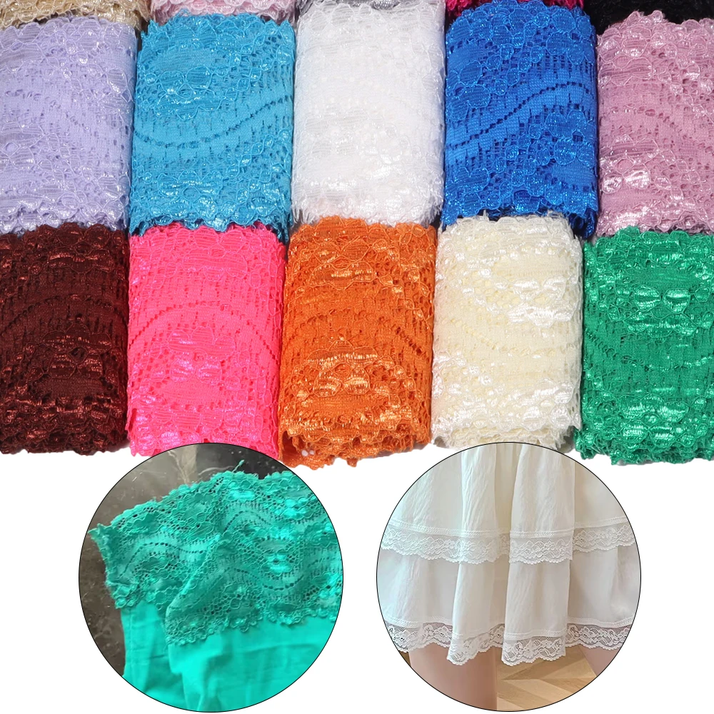 2 Yards 6cm Elastisches Hohlblumen-Besticktes Spitzenband Bunte Spitzenborte DIY Kleidung Nähen Hochzeitskleid Dekoration – Detail 2