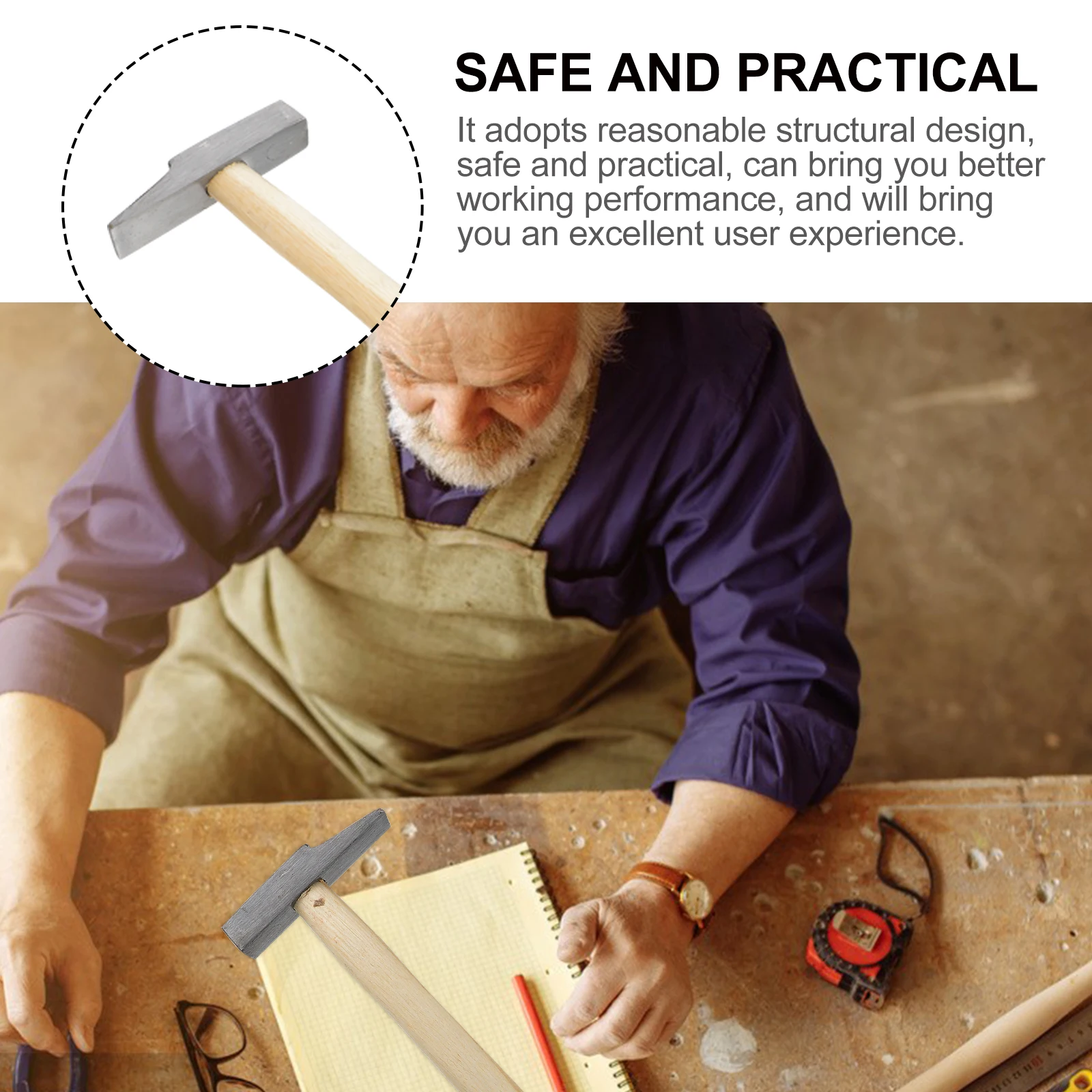 1 قطعة منقار البط دائم المعالجة بالحرارة تأثير مقاومة للاهتراء صلابة عالية سطح مريح تصميم النجارة المنزل المطرقة #6