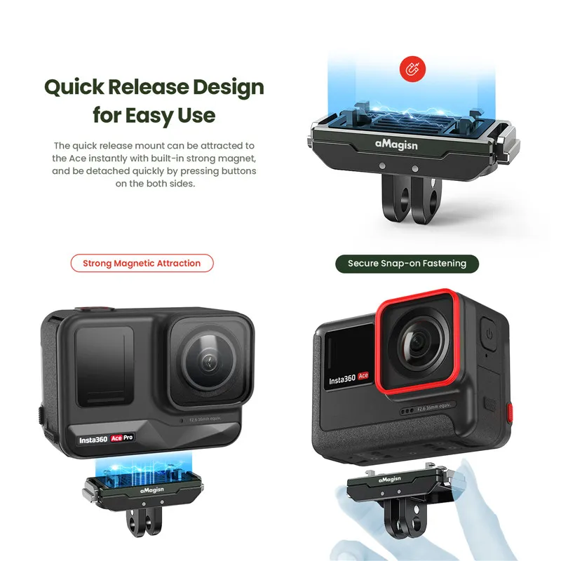 حامل محول قاعدة مغناطيسي سريع التحرير ، قوس معدني ، ملحقات الكاميرا الرياضية ، مناسب لـ Insta360 Ace Pro