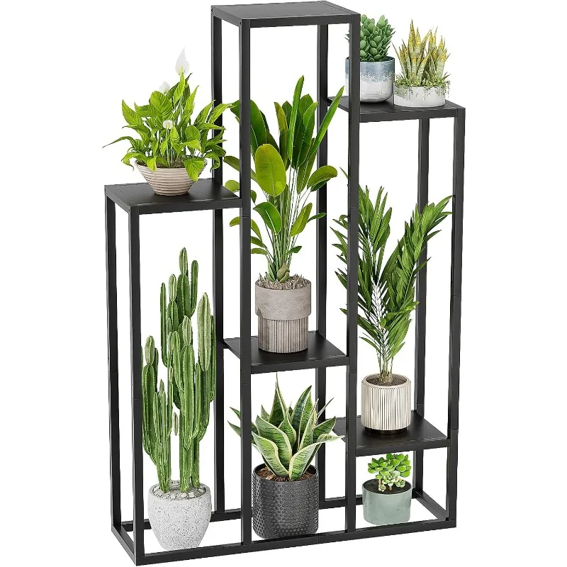 

Plant Stand Indoor Tall Plant Shelf Black Metal Flower Stand for Multiple Plants Coner Plant Table for Window Garden