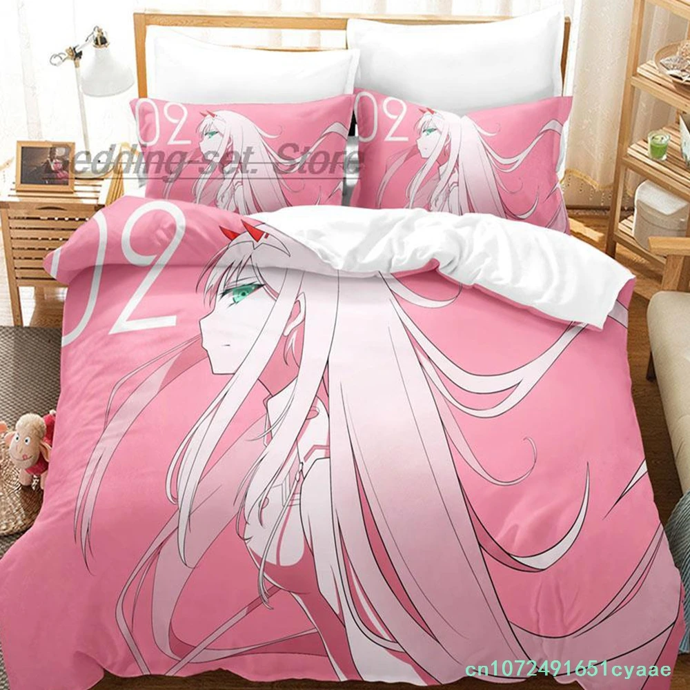 Darling In The Franxx Bedding Set Single Twin Full Queen King Size Bed Set Aldult Kid Bedroom Duvetcover Sets 3D Bed Sheet Set 4