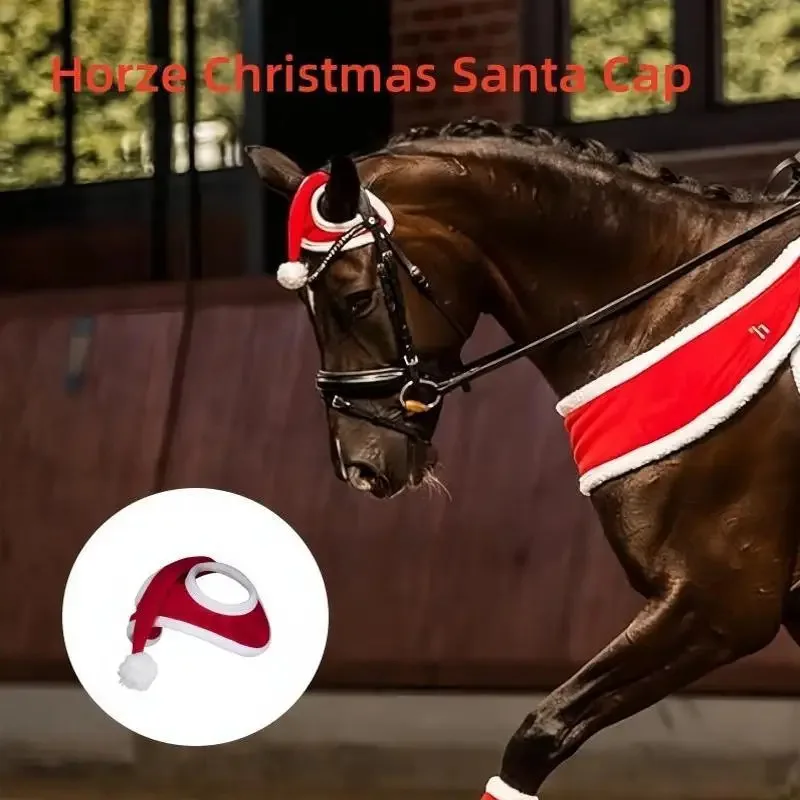 Santa Hat for Horse Equestrian Christmas  Horse Fly Ear Bonnet for Christmas Parade Horse Costume Holiday One Ear Slip On